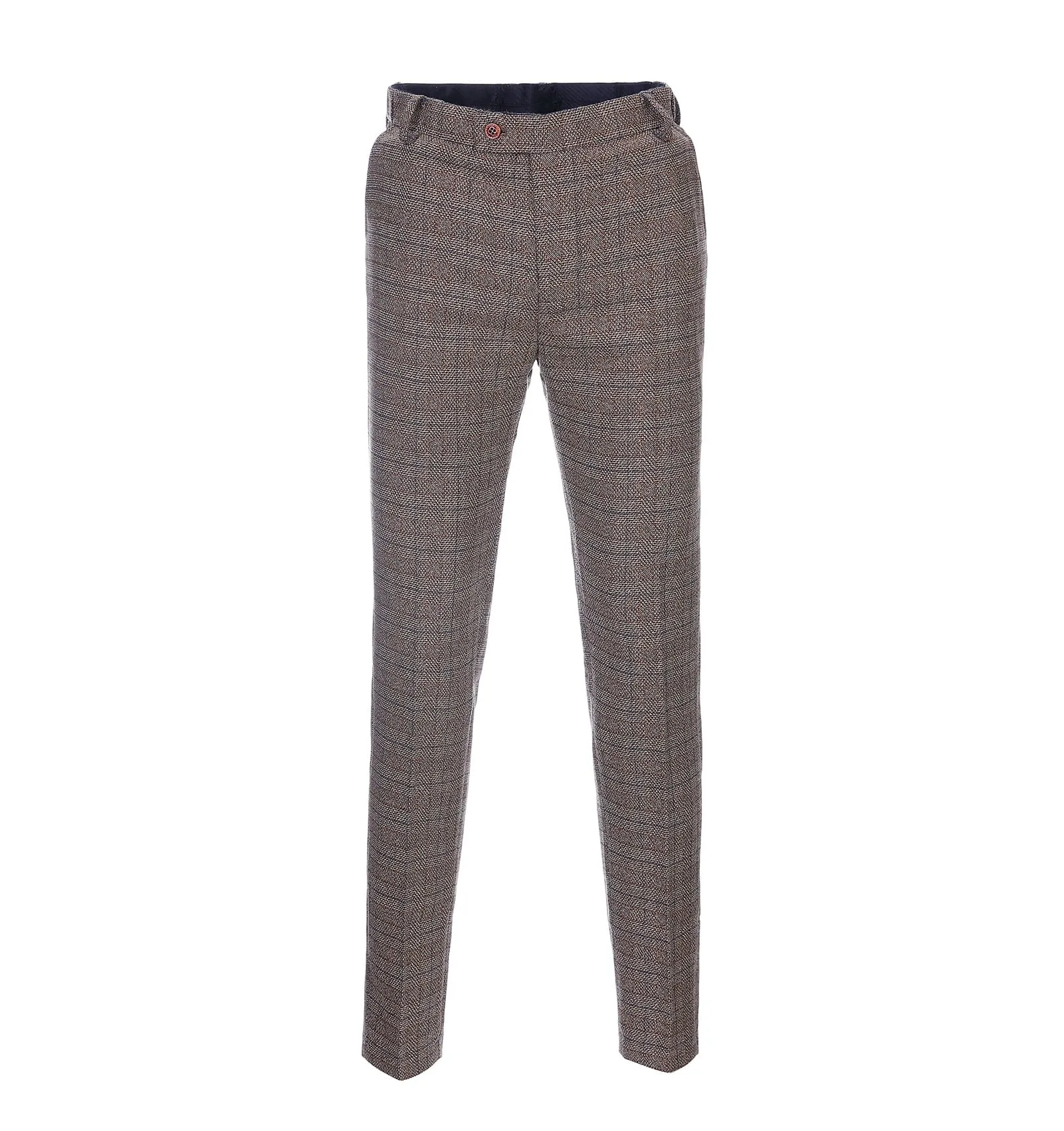 Casual Men's Suit Pants Brown Plaid Pleat-Front Trousers sold by Mens Event Wear