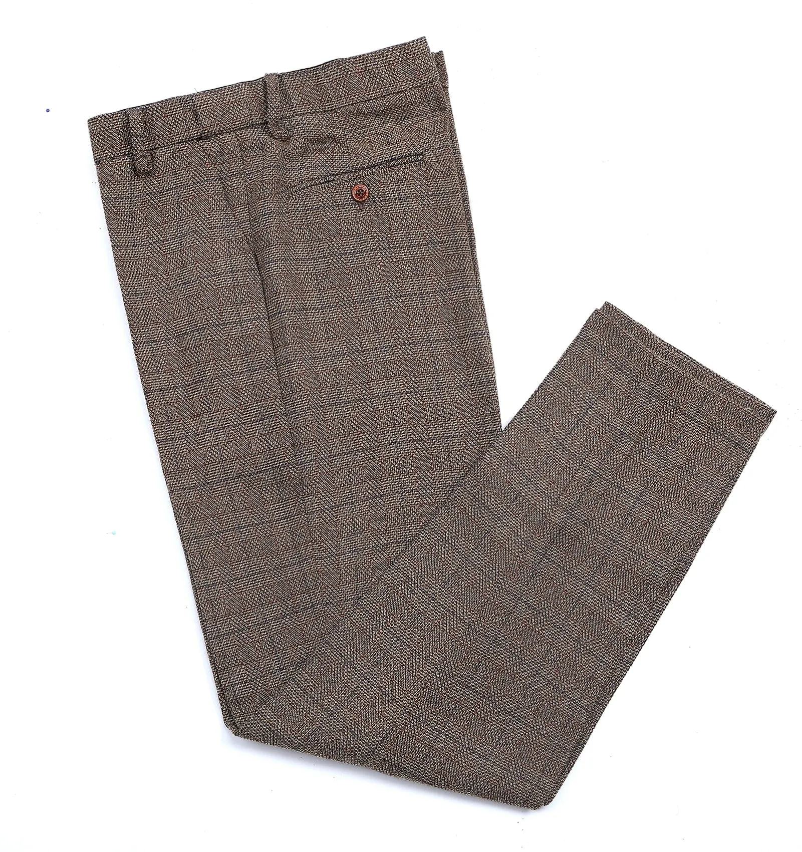 Casual Men's Suit Pants Brown Plaid Pleat-Front Trousers sold by Mens Event Wear product image thumbnail 4