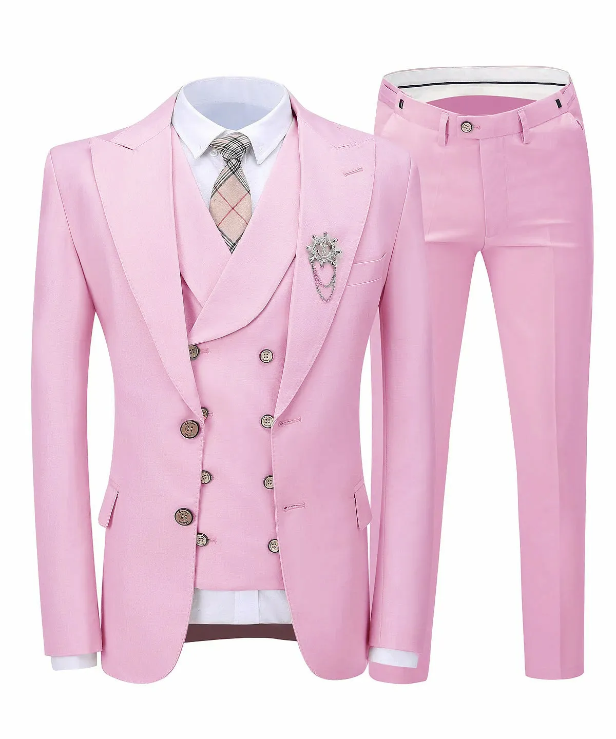 Menseventwear Formal Men's Suit 3-Pieces Peak Lapel Tuxedos (Blazer+vest+Pants) sold by Mens Event Wear