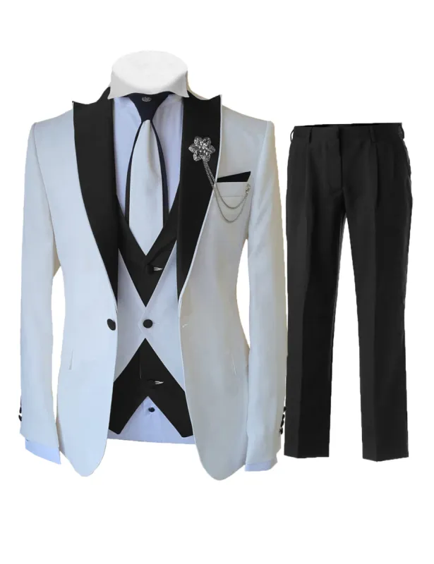 Menseventwear Formal Men's 3 Pieces Classic Flat Peak Lapel Tuxedos For Wedding (Blazer+vest+Pants) sold by Mens Event Wear