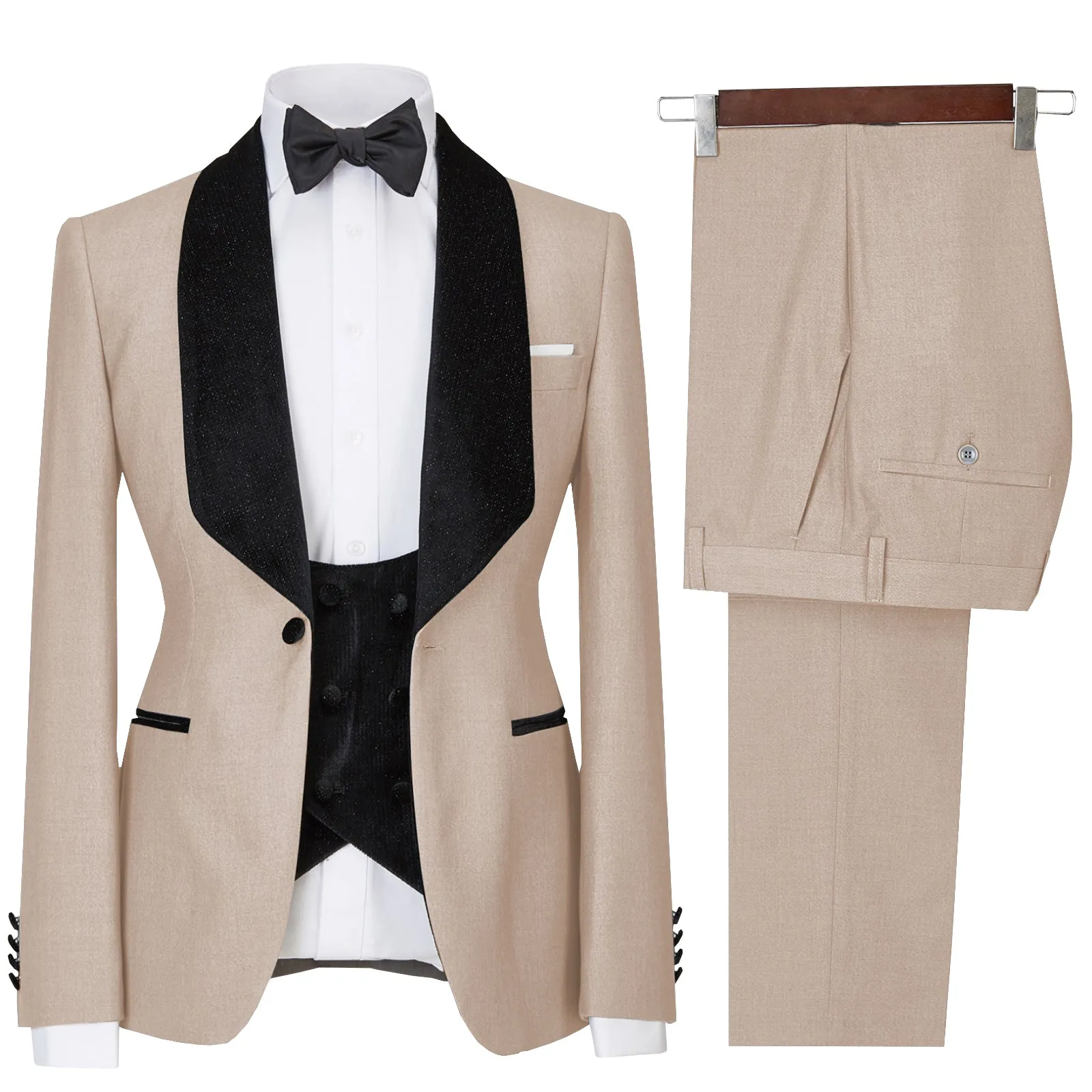Menseventwear Formal 3 Pieces Mens Suit Flat Shawl Lapel Tuxedos (Blazer+vest+Pants) sold by Mens Event Wear product image thumbnail 2