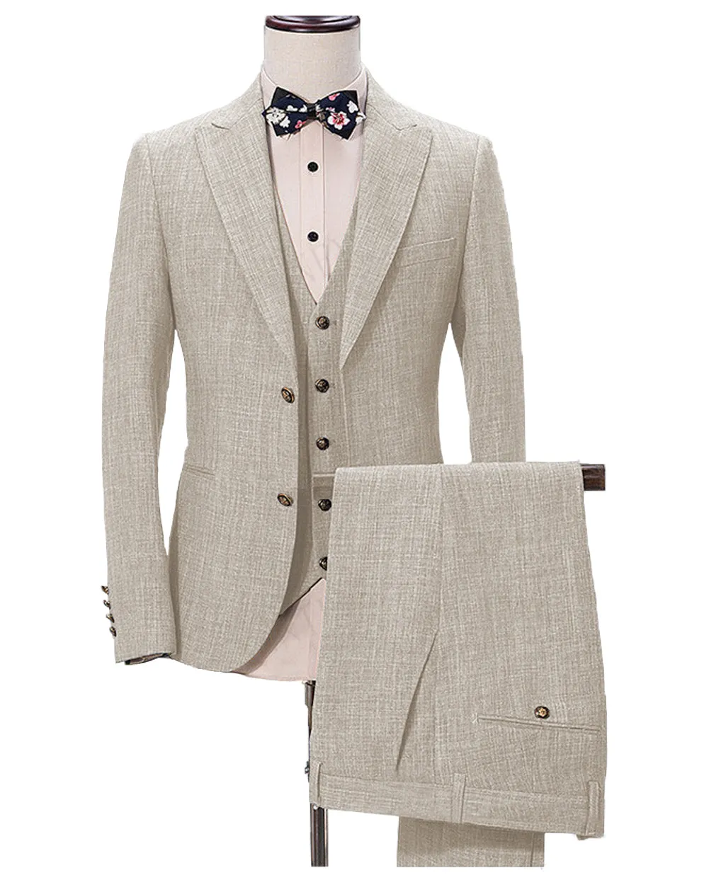 Menseventwear Casual Men's Three-Piece Peak Lapel Wedding Suit for Men (Blazer + Vest + Pants) sold by Mens Event Wear