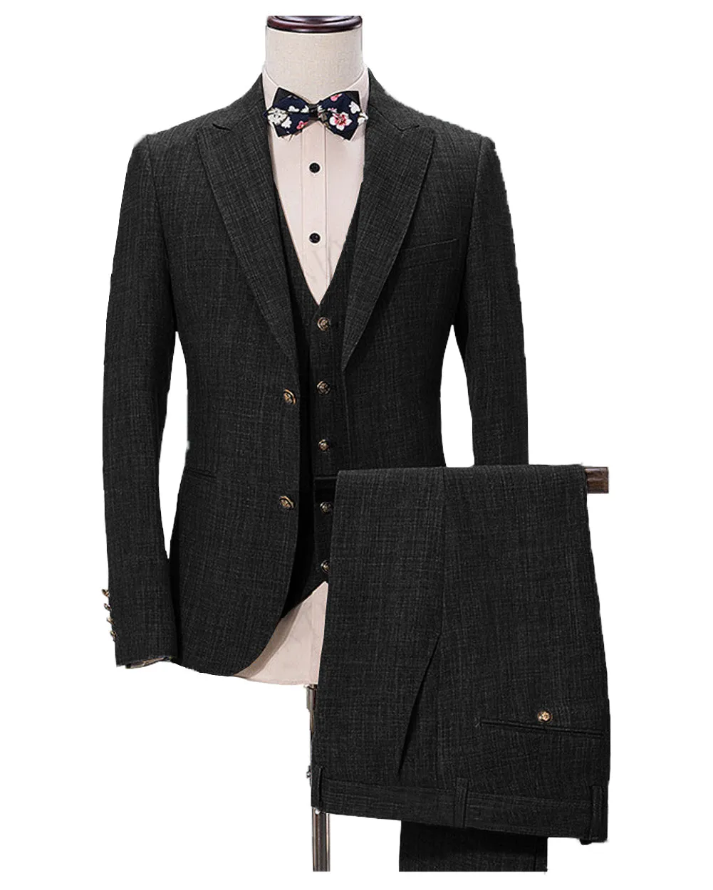Menseventwear Casual Men's Three-Piece Peak Lapel Wedding Suit for Men (Blazer + Vest + Pants) sold by Mens Event Wear product image thumbnail 2