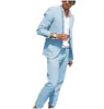 Casual 2 Pieces Mens Suit Flat Linen Notch Lapel Suit (Blazer + Pants) sold by Mens Event Wear