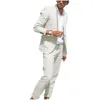 Casual 2 Pieces Mens Suit Flat Linen Notch Lapel Suit (Blazer + Pants) sold by Mens Event Wear