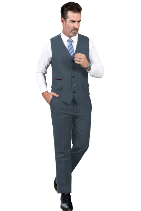 Vintage Classical 2 Pieces Mens Suit Herringbone V Neck Vest Suit For Wedding (Vest + Pants) sold by Mens Event Wear