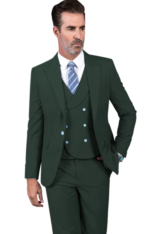 3 Piece Mens Suit Slim Fit Solid Peak lapel Suit (Blazer+Vest+Pants) sold by Mens Event Wear