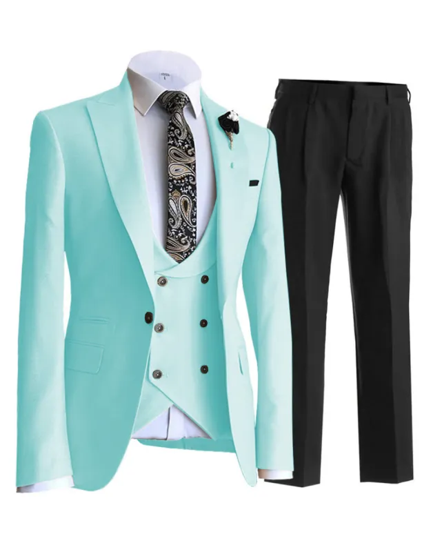 3 Pieces Mens Suit Solid Slim Fit Peak Lapel Tuxedos For Wedding (Blazer+vest+Pants) sold by Mens Event Wear
