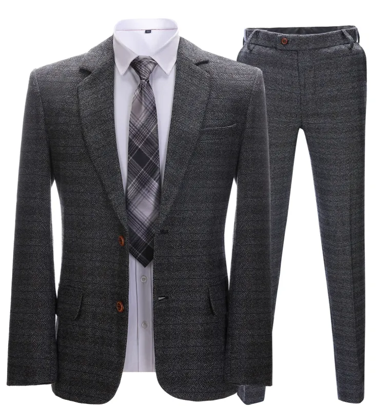 Mens Suit Business 2 Pieces Formal Black Plaid Notch Lapel Tuxedos (Blazer+Pants) sold by Mens Event Wear