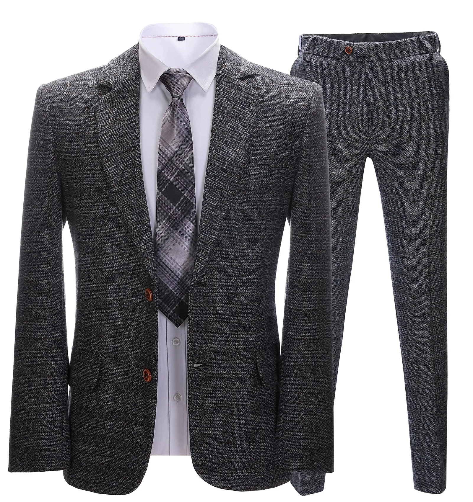 Mens Suit Business 2 Pieces Formal Black Plaid Notch Lapel Tuxedos (Blazer+Pants) sold by Mens Event Wear