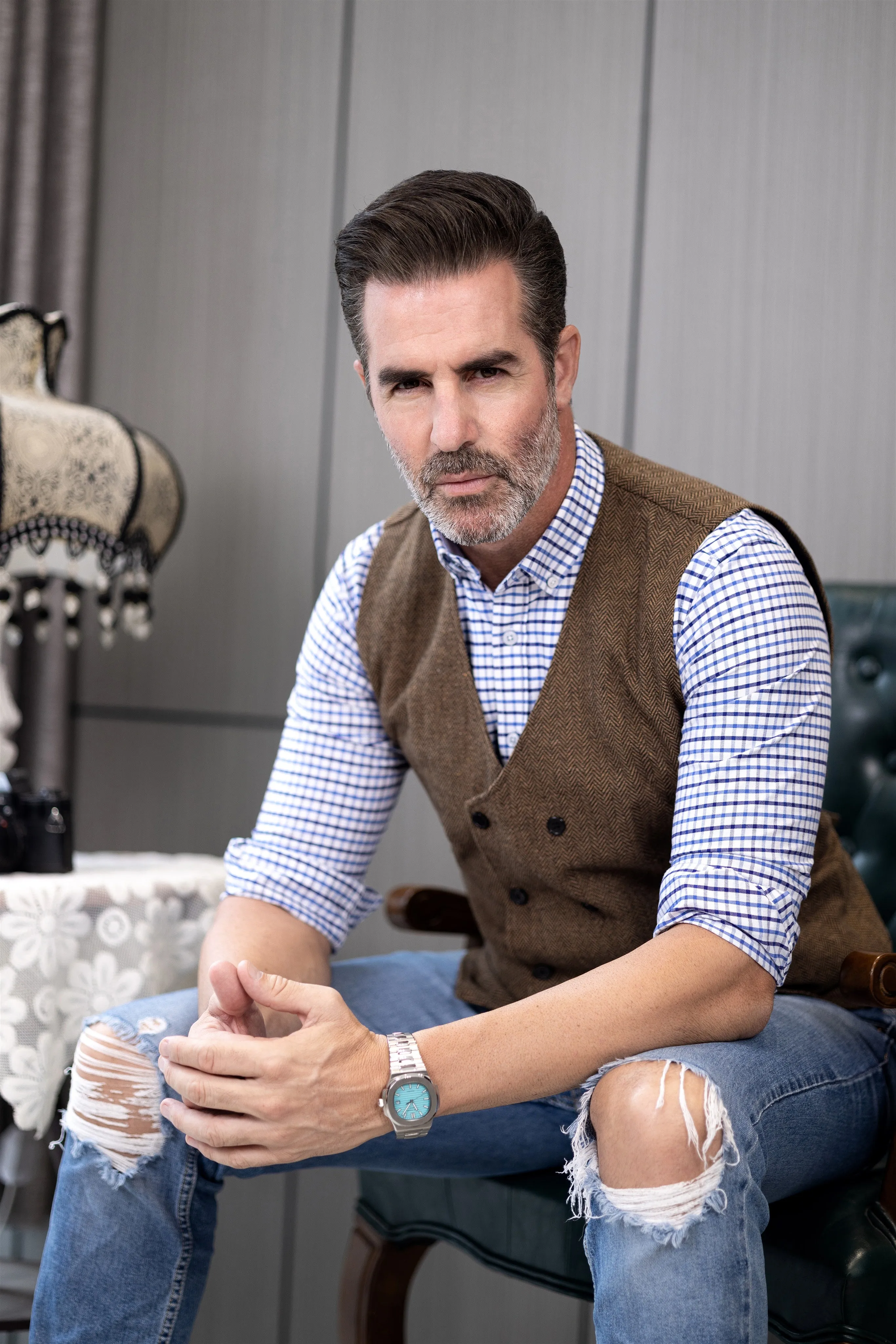 Casual Mens Classic Slim Fit Tweed Herringbone V Neck Waistcoat sold by Mens Event Wear product image thumbnail 2