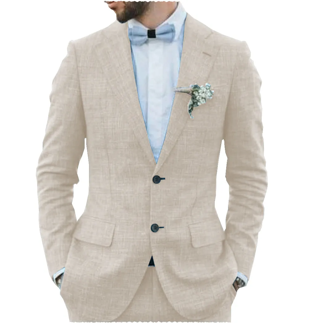 Menseventwear Formal 2 Pieces Mens Suit Flat Linen Notch Lapel Suit (Blazer + Pants) sold by Mens Event Wear product image thumbnail 2