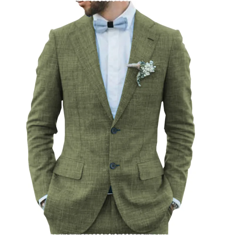 Formal 2 Pieces Mens Suit Flat Linen Notch Lapel Suit (Blazer + Pants) sold by Mens Event Wear