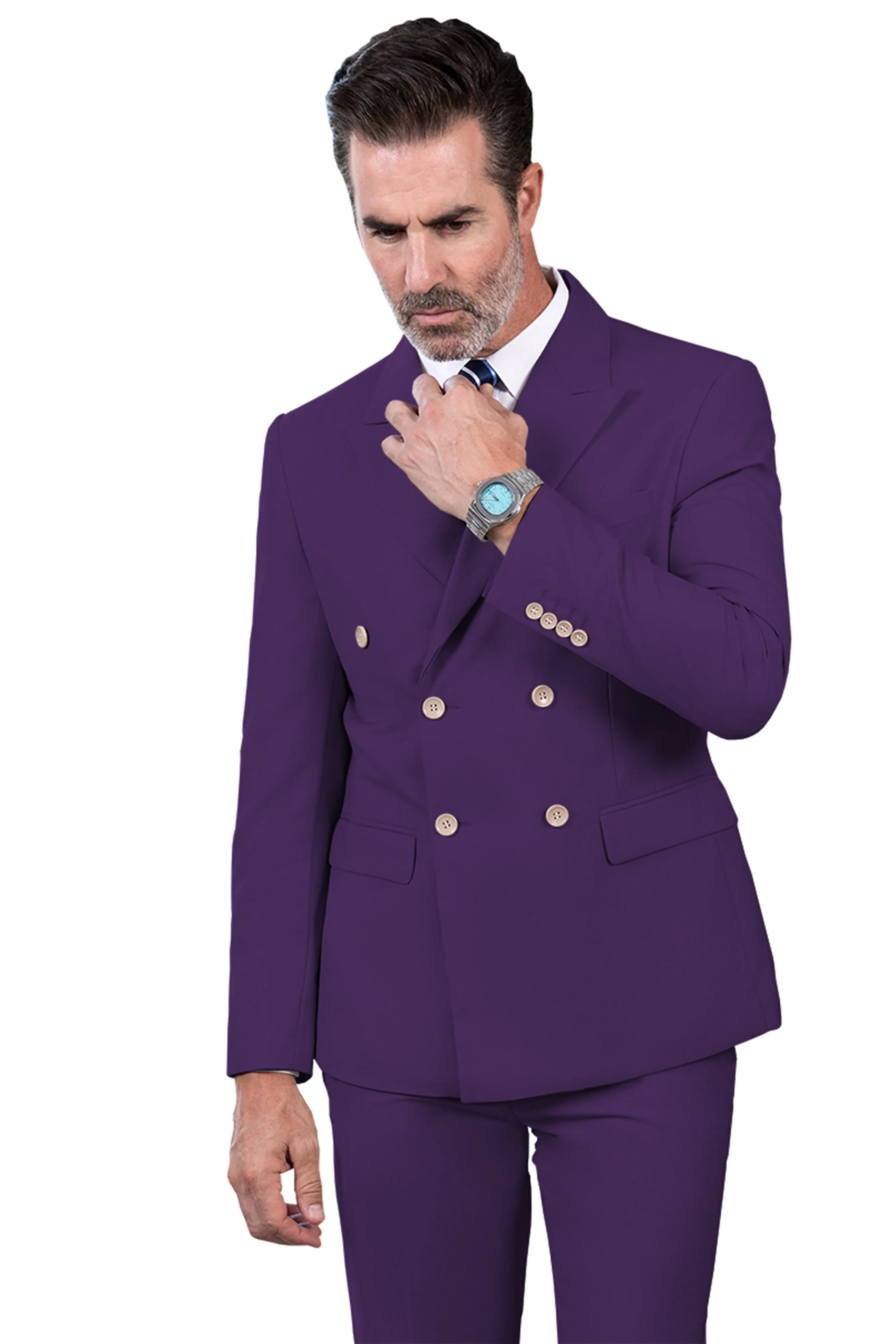 Formal 2 Pieces Mens Suit Flat Peak Lapel Tuxedos For Wedding (Blazer+Pants) sold by Mens Event Wear