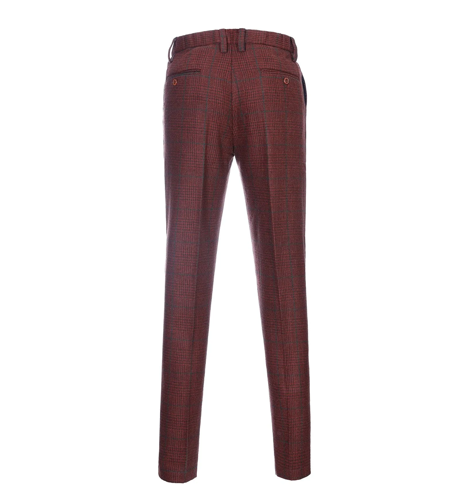 Men's Casual Suit Pants Burgundy Plaid Pleat-Front Trousers sold by Mens Event Wear product image thumbnail 2