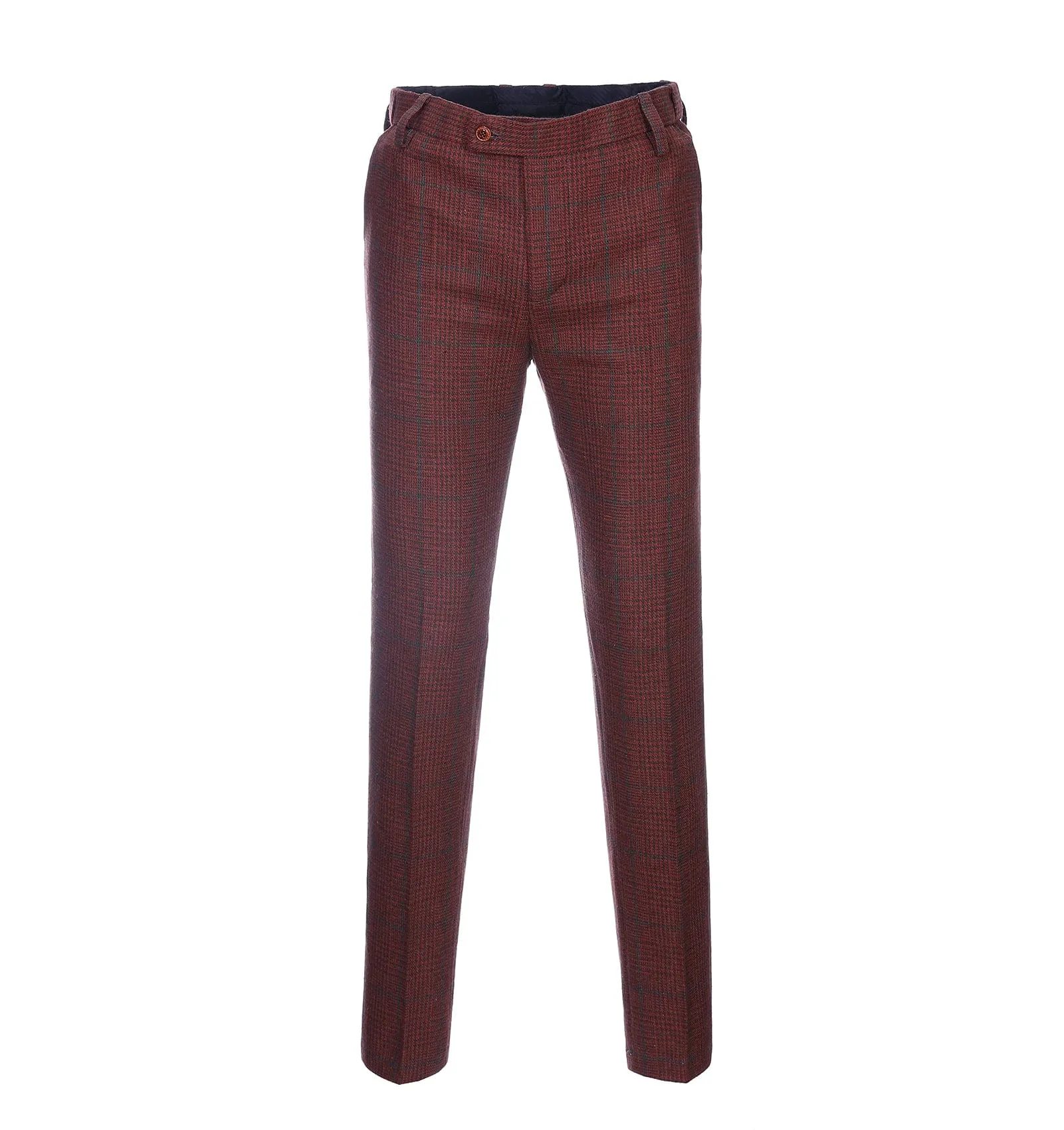 Men's Casual Suit Pants Burgundy Plaid Pleat-Front Trousers sold by Mens Event Wear
