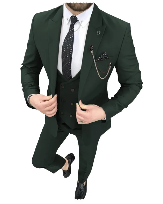 Fashion 3 Pieces Mens Suit Peak Lapel Tuxedos For Wedding (Blazer+vest+Pants) sold by Mens Event Wear