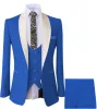 Formal 3 Pieces Mens Suit Flat Shawl Lapel Tuxedos (Blazer+vest+Pants) sold by Mens Event Wear