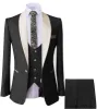 Formal 3 Pieces Mens Suit Flat Shawl Lapel Tuxedos (Blazer+vest+Pants) sold by Mens Event Wear