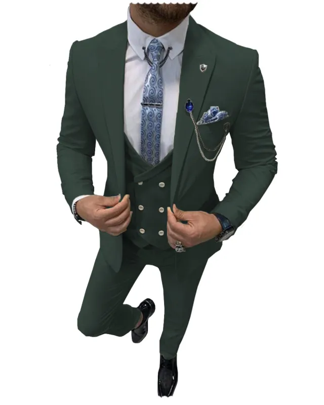 Flat Peak Lapel 3 Pieces Mens Suit For Wedding (Blazer+vest+Pants) sold by Mens Event Wear