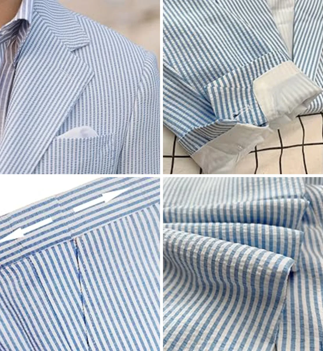 Formal Men's 2 Pieces Striped Seersucker Notch Lapel Tuxedos (Blazer+Pants) sold by Mens Event Wear product image thumbnail 3