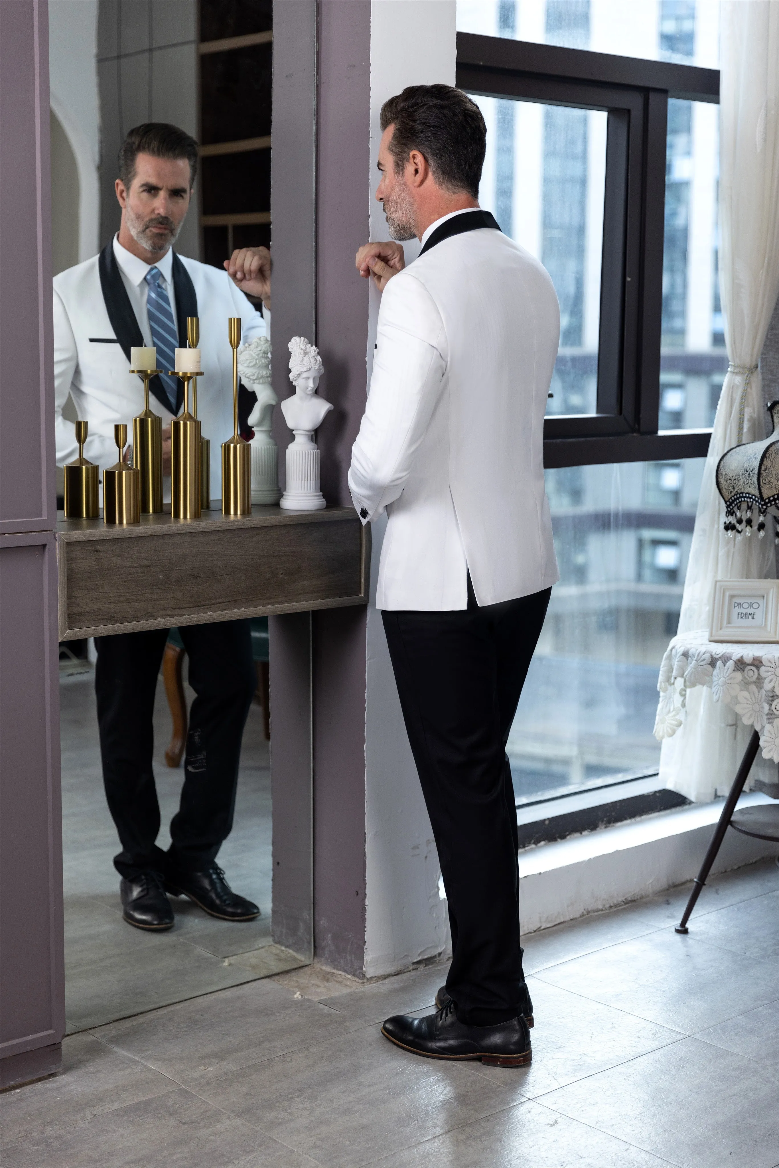 Formal Men's Slim Fit Shawl Lapel Flat Blazer sold by Mens Event Wear product image thumbnail 3