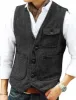 Casual Mens Classic Tweed Herringbone V Neck Waistcoat sold by Mens Event Wear