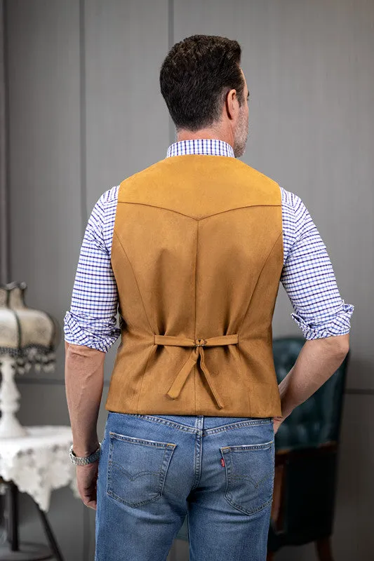 Casual Men's Fashion Suede V Neck Waistcoat Denim Jacket sold by Mens Event Wear product image thumbnail 2