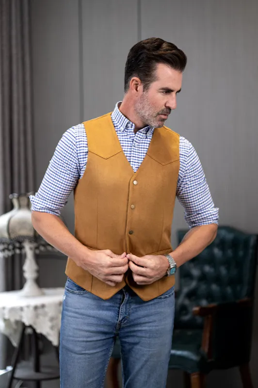 Casual Men's Fashion Suede V Neck Waistcoat Denim Jacket sold by Mens Event Wear