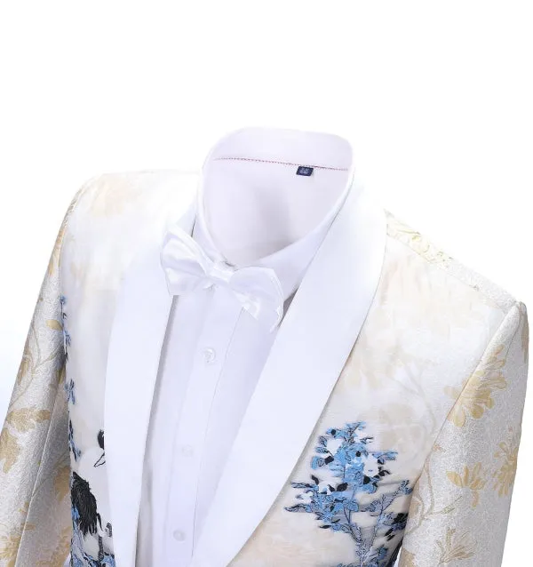 Men's Casual Chinoserie Patterned Shawl Lapel Blazer sold by Mens Event Wear product image thumbnail 3