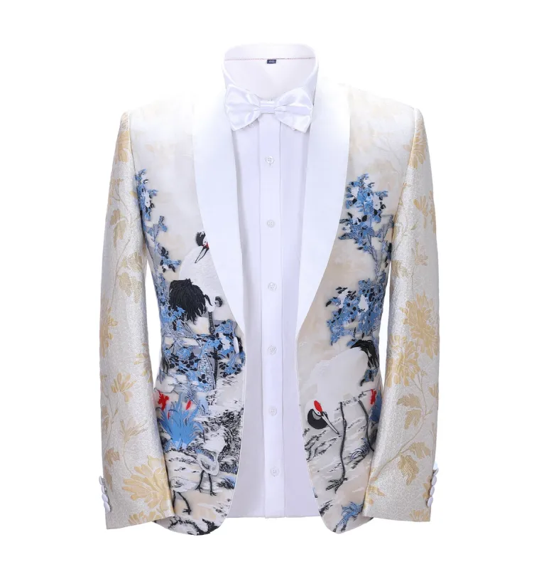 Men's Casual Chinoserie Patterned Shawl Lapel  Blazer sold by Mens Event Wear
