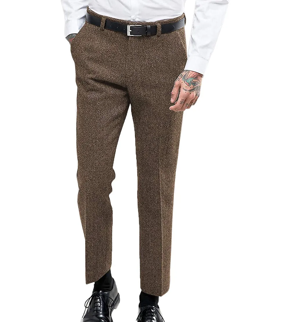 Menseventwear Men's Retro Suit Pants Herringbone Tweed Trousers sold by Mens Event Wear product image thumbnail 3