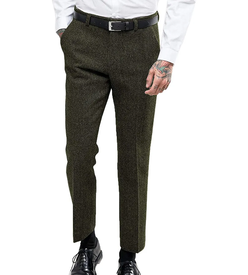 Menseventwear Men's Retro Suit Pants Herringbone Tweed Trousers sold by Mens Event Wear