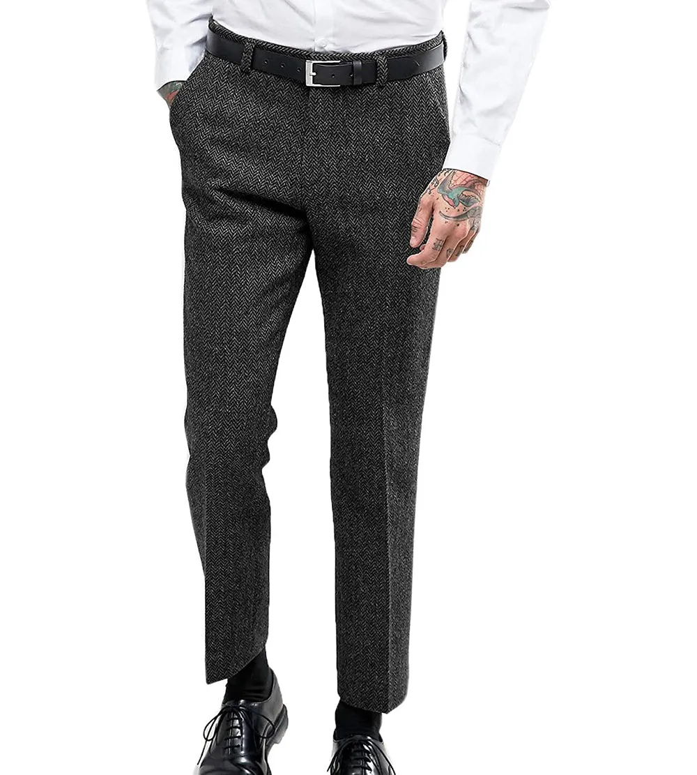 Menseventwear Men's Retro Suit Pants Herringbone Tweed Trousers sold by Mens Event Wear product image thumbnail 2