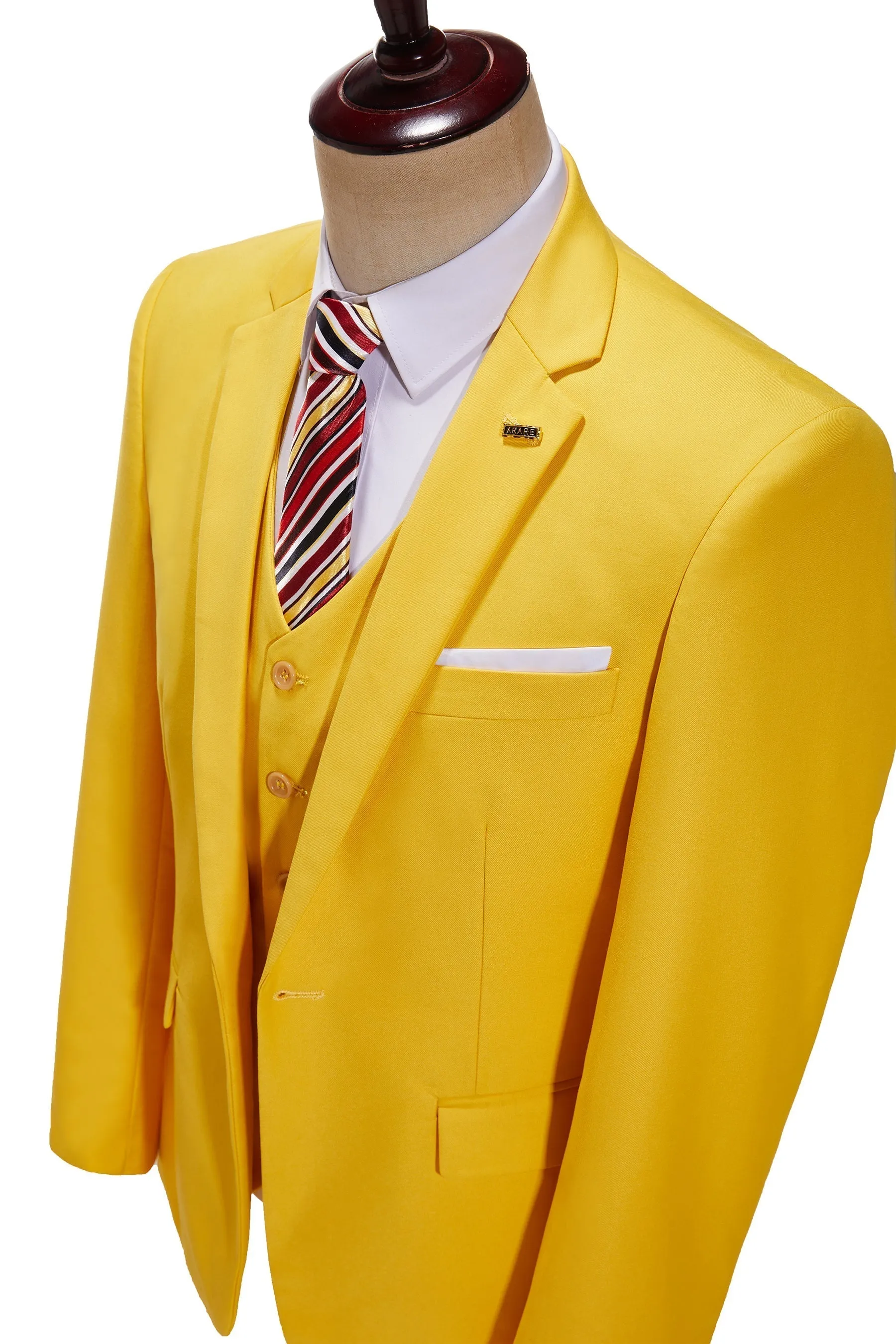 Menseventwear Fashion 3 Pieces Mens Suit Flat Notch Lapel Tuxedos For Wedding (Blazer+vest+Pants) sold by Mens Event Wear product image thumbnail 3