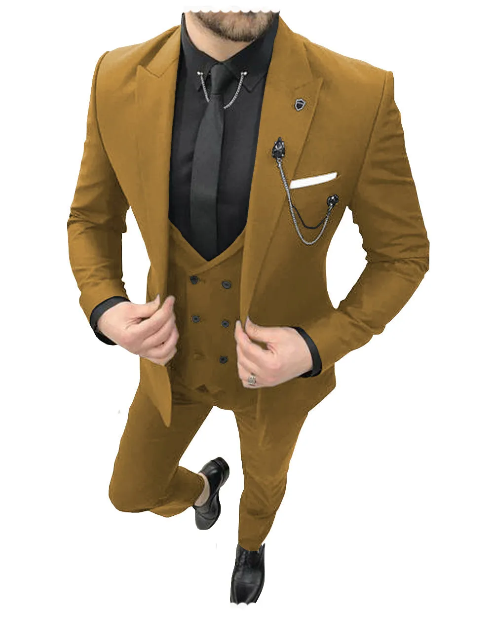 Formal Mens Suit 3 Pieces Peak Lapel Blazer For Wedding (Blazer+vest+Pants) sold by Mens Event Wear product image thumbnail 5