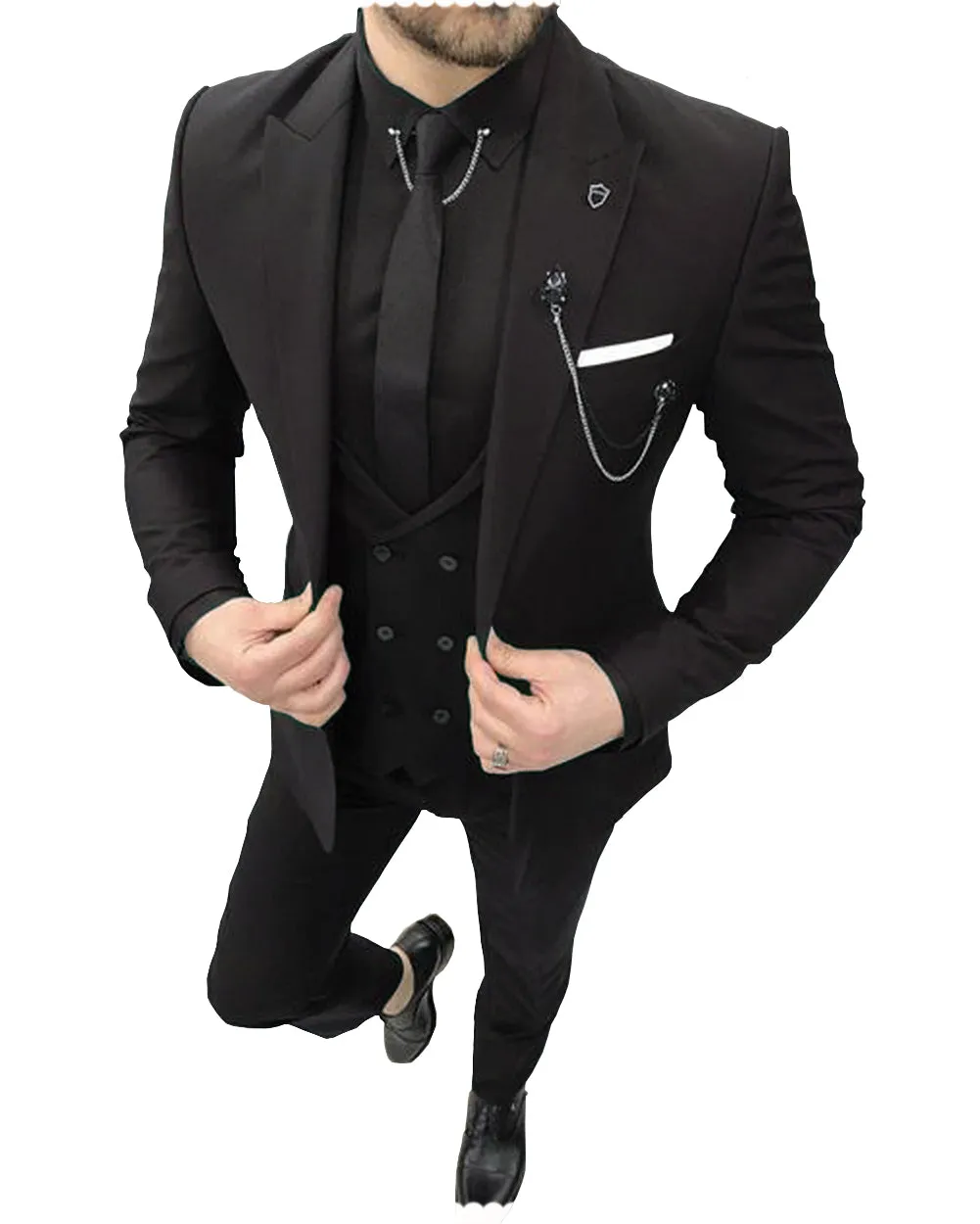 Formal Mens Suit 3 Pieces Peak Lapel Blazer For Wedding (Blazer+vest+Pants) sold by Mens Event Wear