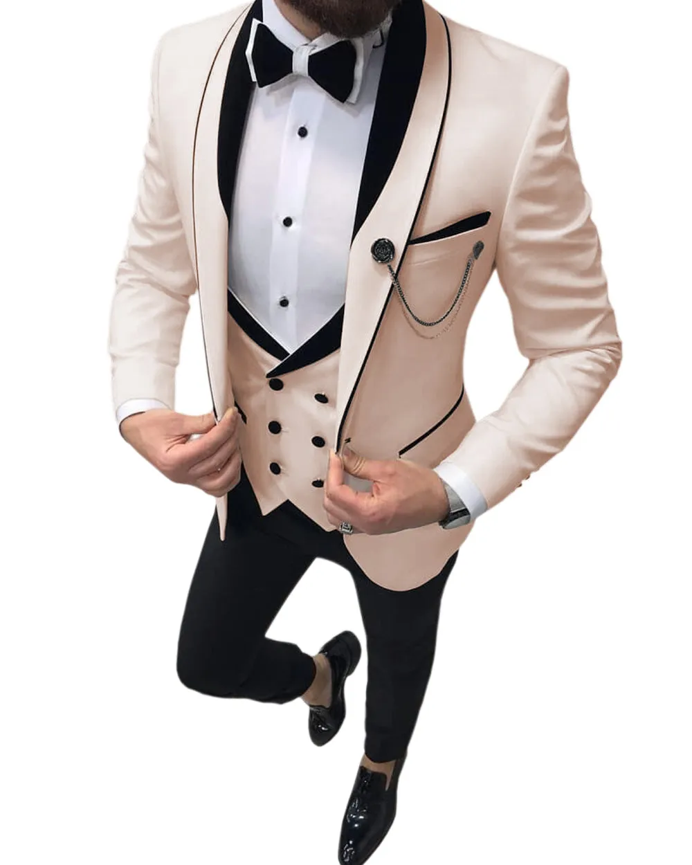 Formal Men's 3 Pieces Mens Suit Shawl Lapel Tuxedos For Wedding (Blazer+vest+Pants) sold by Mens Event Wear product image thumbnail 2