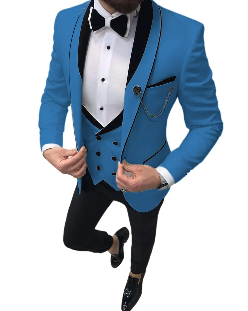 Formal Men's 3 Pieces Mens Suit Shawl Lapel Tuxedos For Wedding (Blazer+vest+Pants) sold by Mens Event Wear