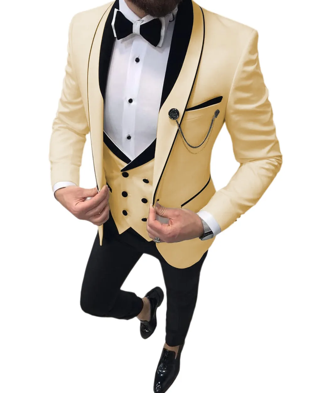 Formal Men's 3 Pieces Mens Suit Shawl Lapel Tuxedos For Wedding (Blazer+vest+Pants) sold by Mens Event Wear product image thumbnail 5