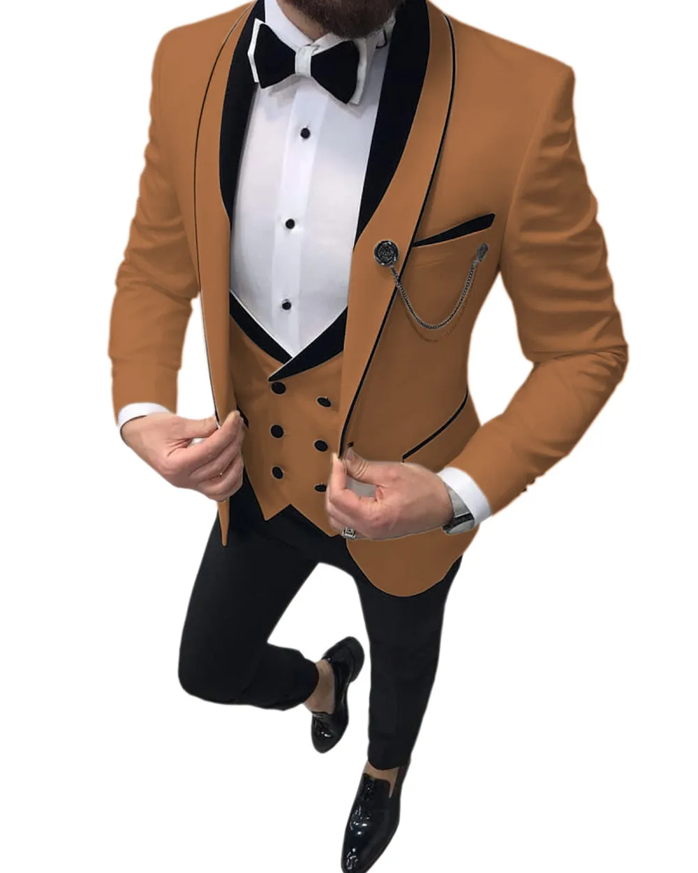 Formal Men's 3 Pieces Mens Suit Shawl Lapel Tuxedos For Wedding (Blazer+vest+Pants) sold by Mens Event Wear product image thumbnail 4