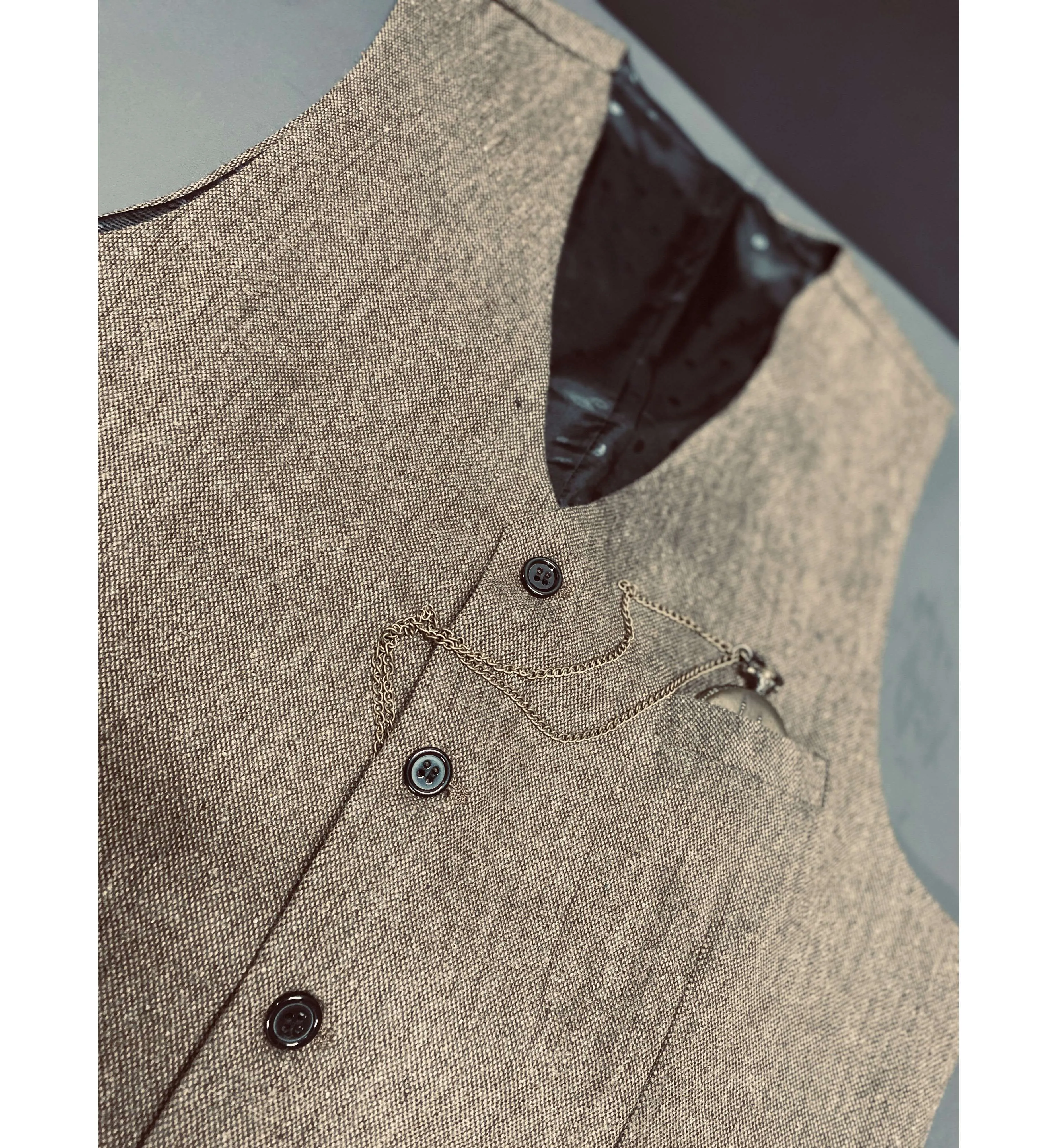 Menseventwear Men's Casual 3 Pieces Mens Suit Classic Tweed Notch Lapel Tuxedos (Blazer+vest+Pants) sold by Mens Event Wear product image thumbnail 5