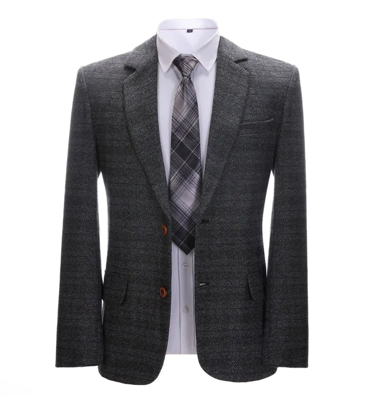 Men's Formal Dark Grey Plaid Notch Lapel Blazer sold by Mens Event Wear