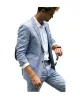 Casual 2 Piece Men's Suit Flat Linen Notch Lapel Tuxedos (Blazer+Pants) sold by Mens Event Wear