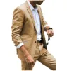 Casual 2 Piece Men's Suit Flat Linen Notch Lapel Tuxedos (Blazer+Pants) sold by Mens Event Wear