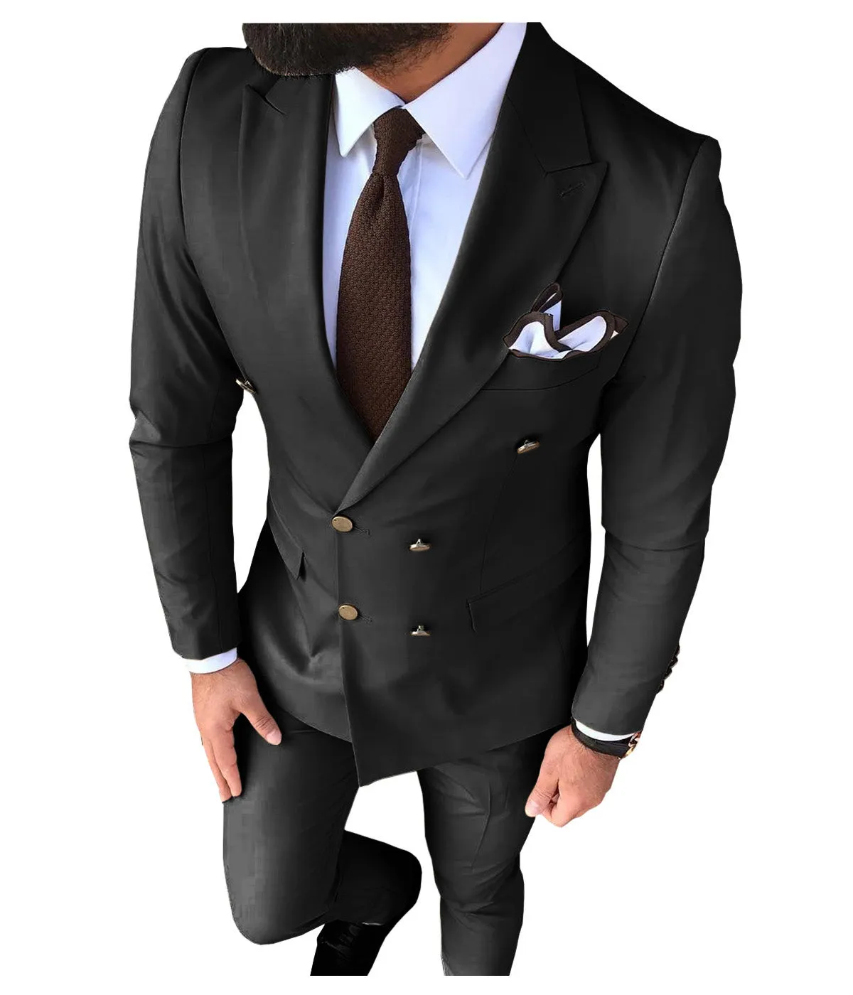 Formal 2 Pieces Mens Suit Flat Peak Lapel Tuxedos For Wedding (Blazer+Pants) sold by Mens Event Wear