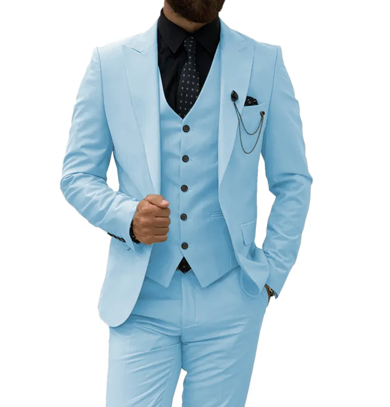 Menseventwear Fashion Men's 3 Pieces Flat Slim Fit Peak Lapel Tuxedos For wedding (Blazer+vest+Pants) sold by Mens Event Wear