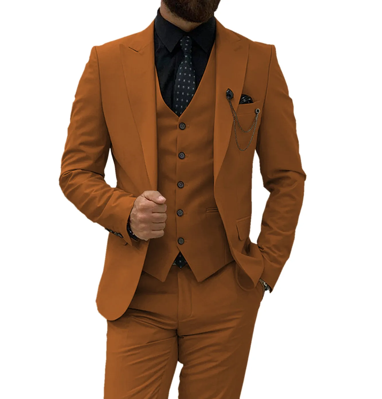 Menseventwear Fashion Men's 3 Pieces Flat Slim Fit Peak Lapel Tuxedos For wedding (Blazer+vest+Pants) sold by Mens Event Wear product image thumbnail 4