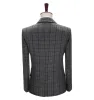 Mens Suit Business 2 Pieces Formal Dark Grey Plaid Notch Lapel Tuxedos (Blazer+Pants) sold by Mens Event Wear