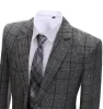 Mens Suit Business 2 Pieces Formal Dark Grey Plaid Notch Lapel Tuxedos (Blazer+Pants) sold by Mens Event Wear